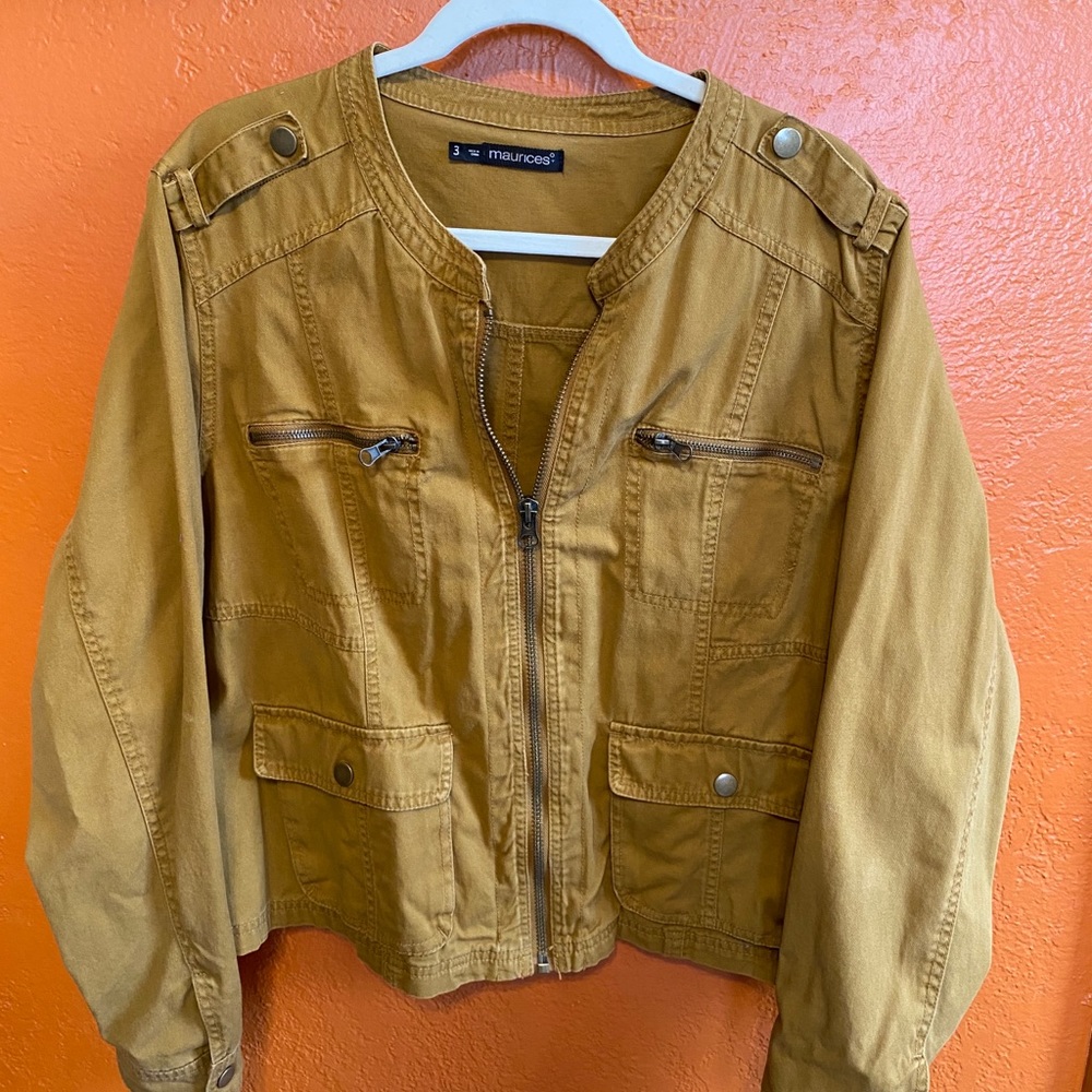 Mustard zip front jacket- Maurices